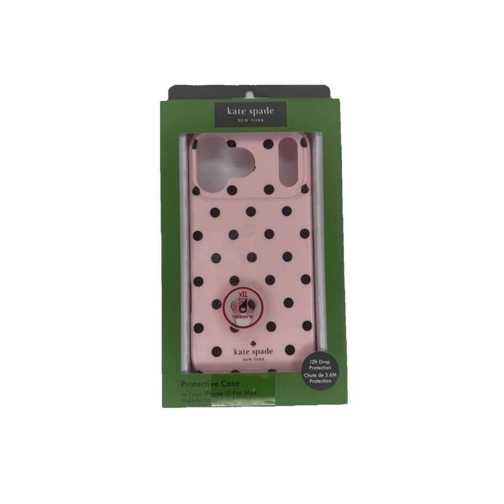Kate Spade New York iPhone 17 Pro Max Protective Case MagSafe Pink Blk Polka Dot